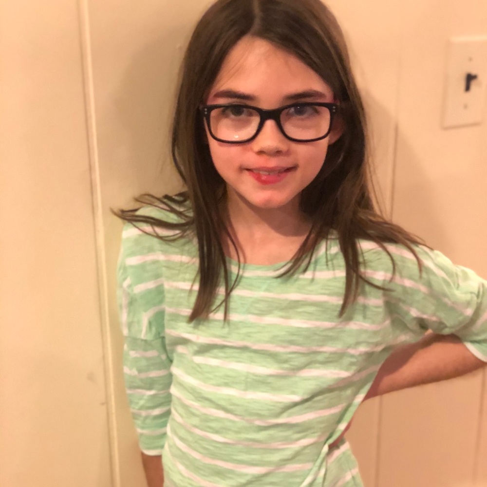 Cute old navy kids green and white striped shirt